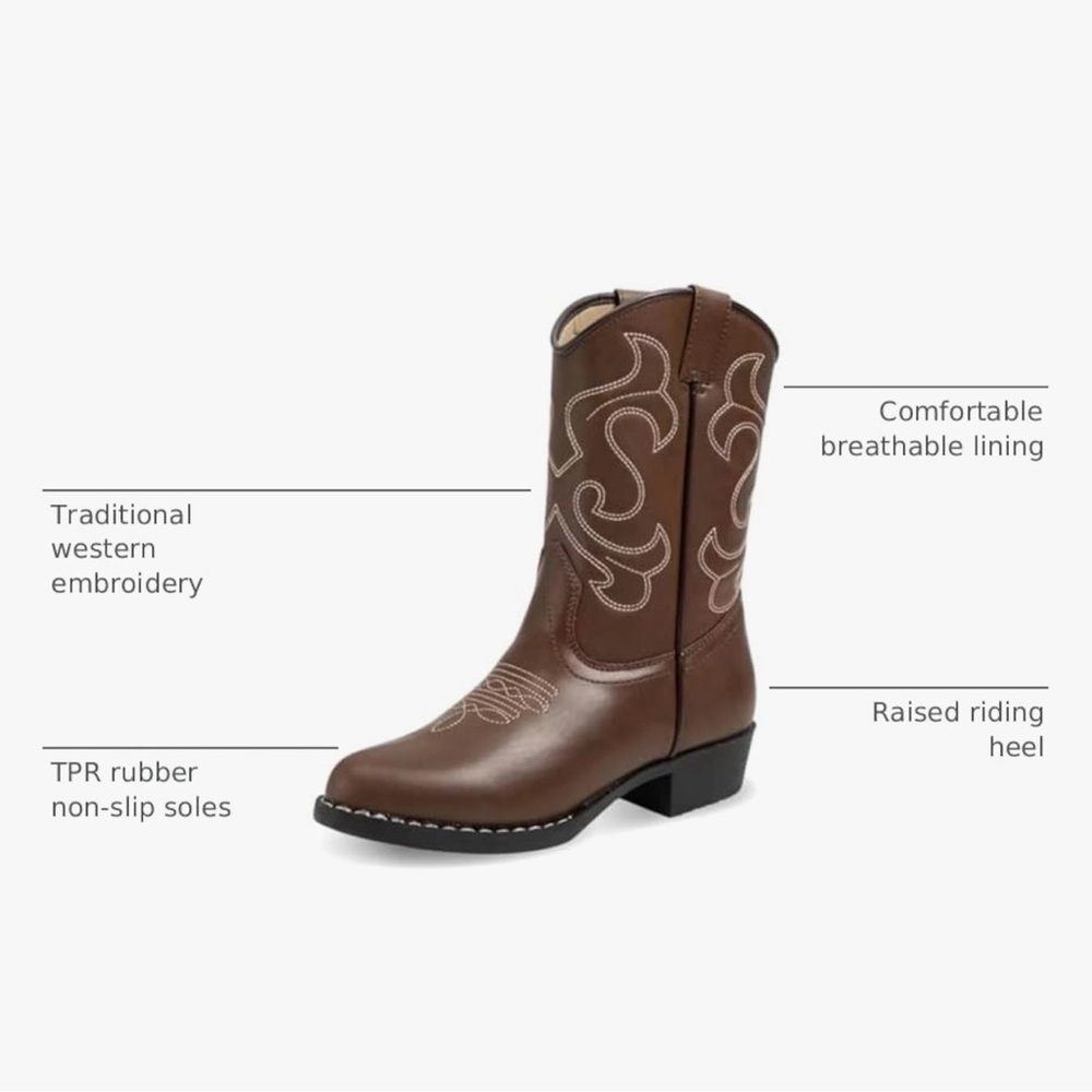 Kids Brown Western Boots - Picture 3 of 7